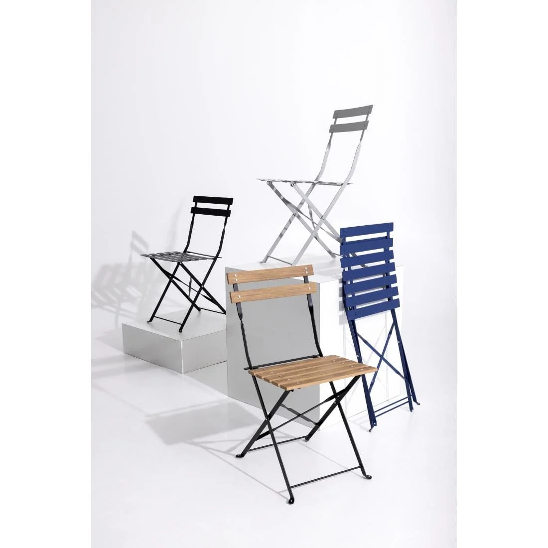 Bolero Perth Black Pavement Style Steel Folding Chairs (Pack of 2) - Image 2