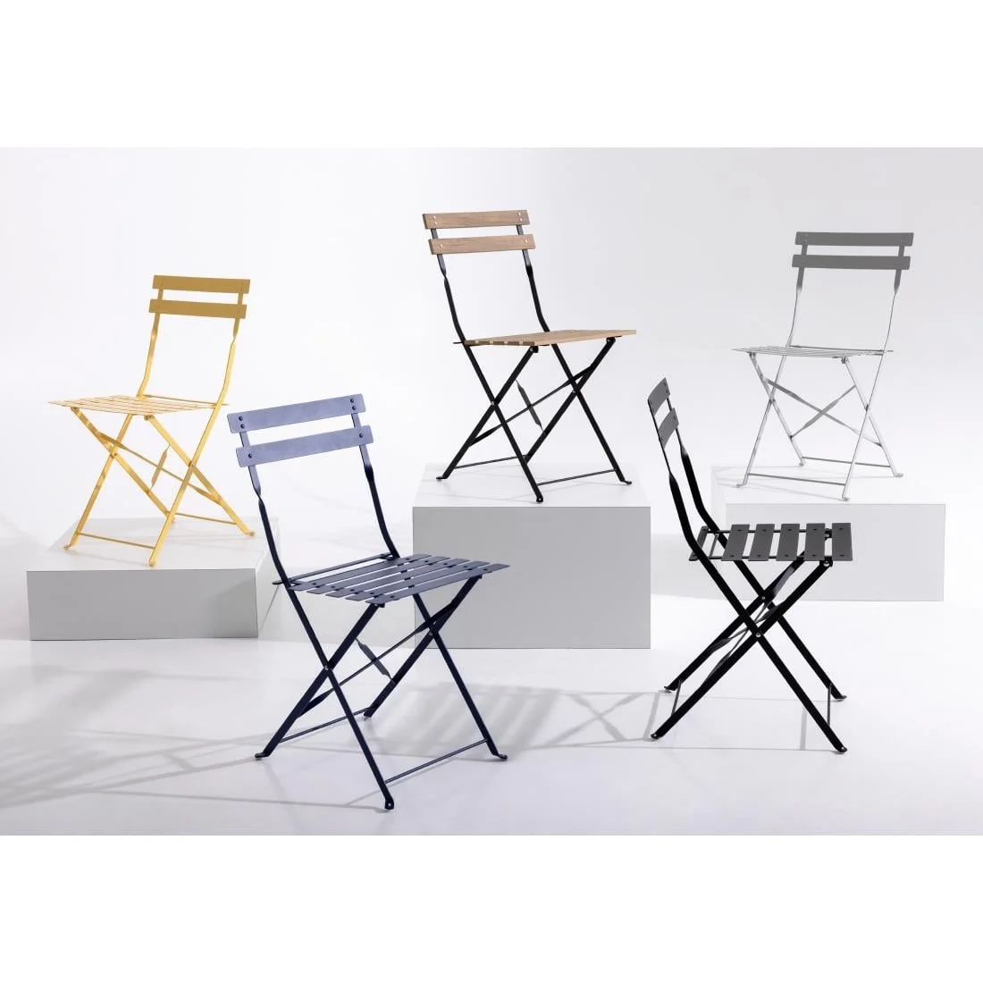Bolero Perth Black Pavement Style Steel Folding Chairs (Pack of 2) - Image 3