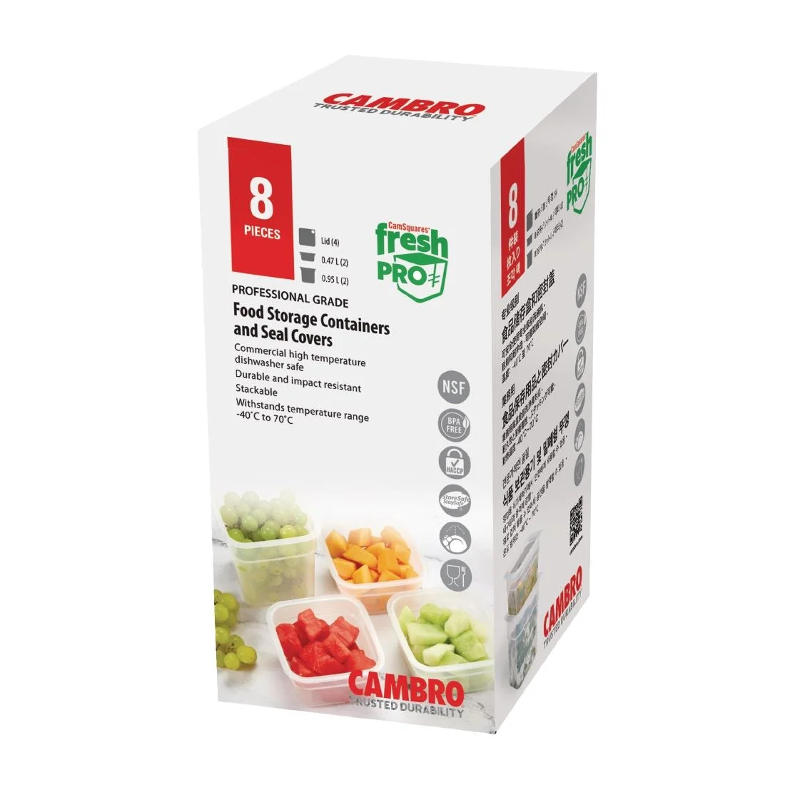 Cambro FreshPro Food Containers with Lid (2 x 0.95ltr and 2 x 0.47Ltr Pack) - Image 2