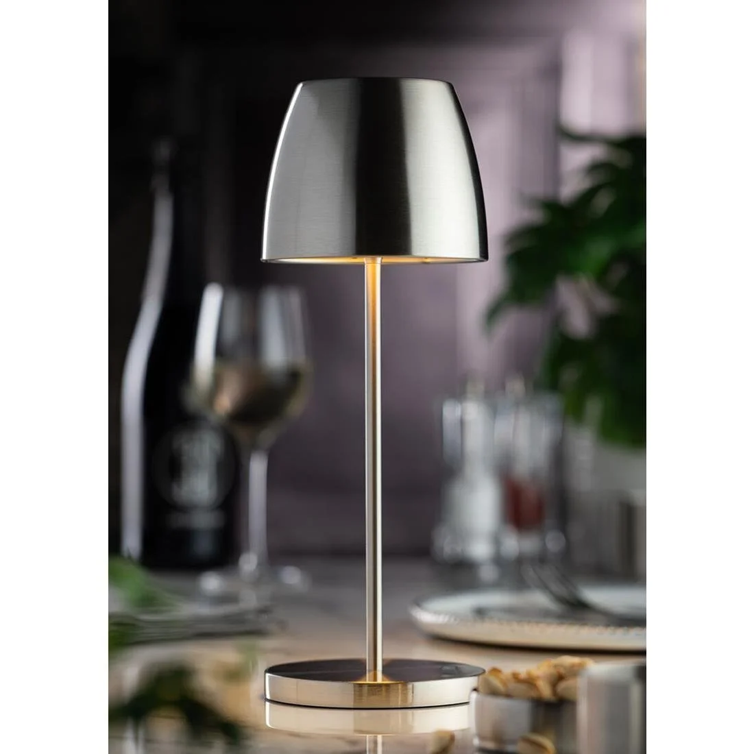 Utopia Montserrat LED Cordless Table Lamp 300mm Brushed Silver (6 Pack) - Image 3