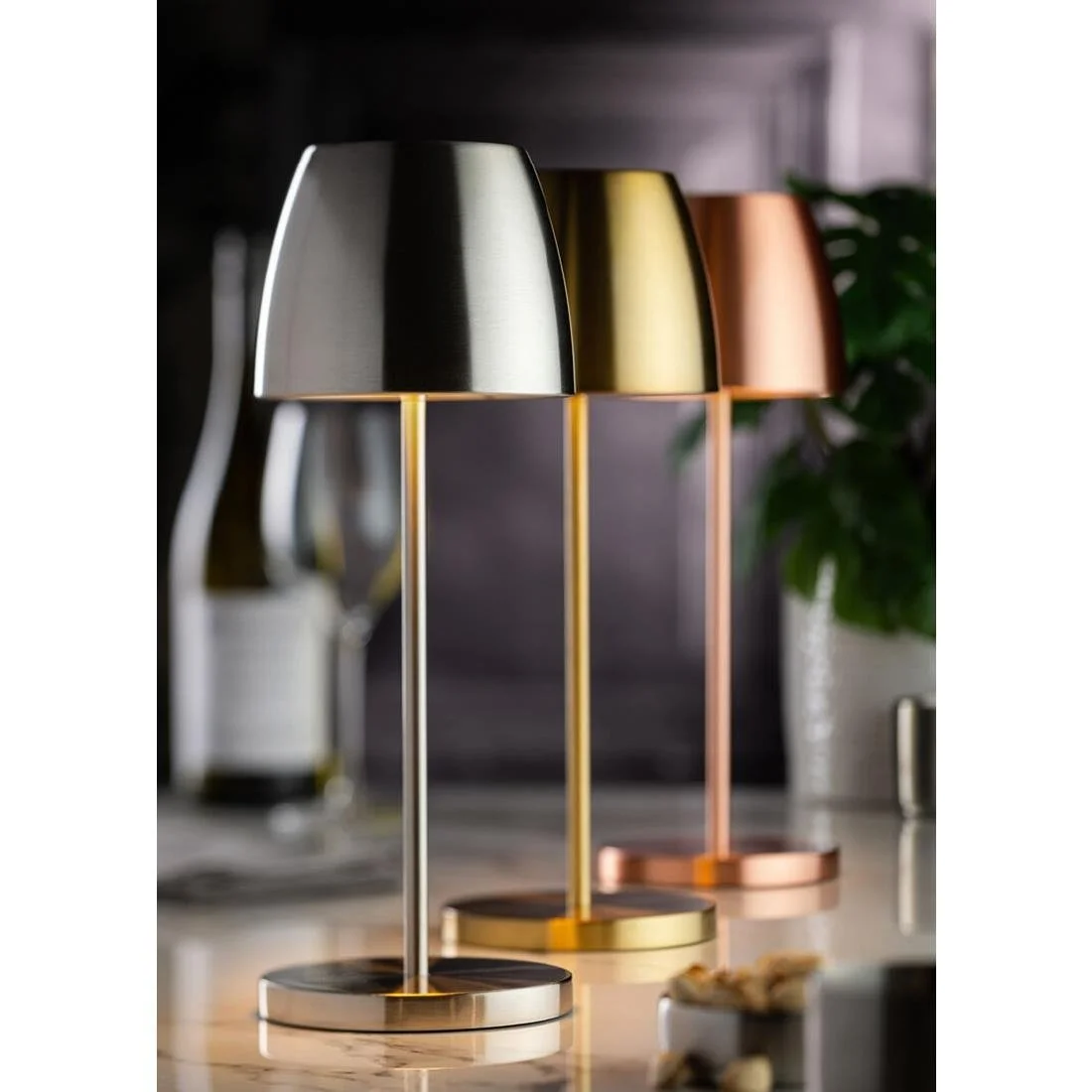 Utopia Montserrat LED Cordless Table Lamp 300mm Brushed Silver (6 Pack) - Image 4