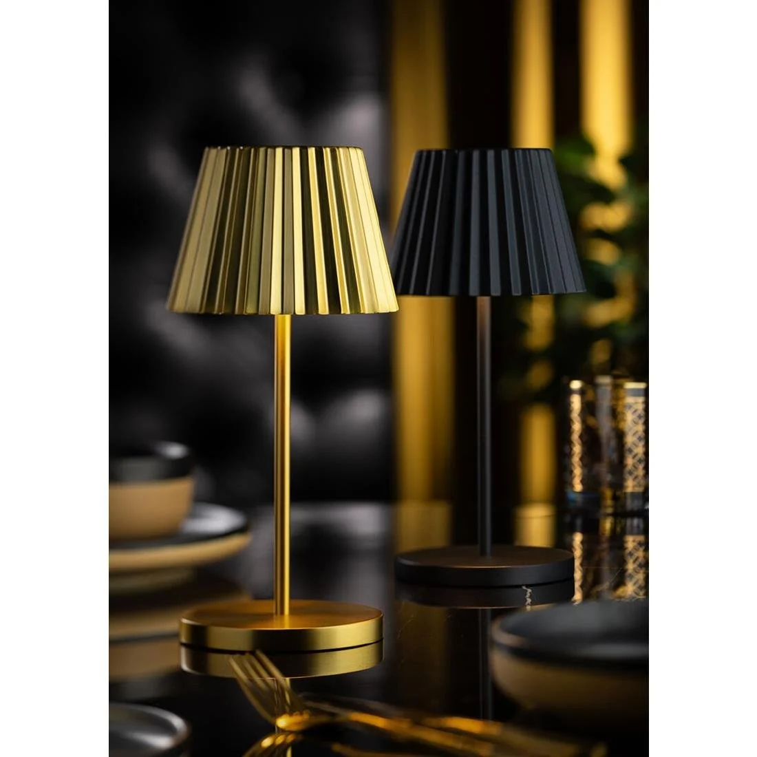 Utopia Dominica LED Cordless Table Lamp 260mm Brushed Gold (6 Pack) - Image 2