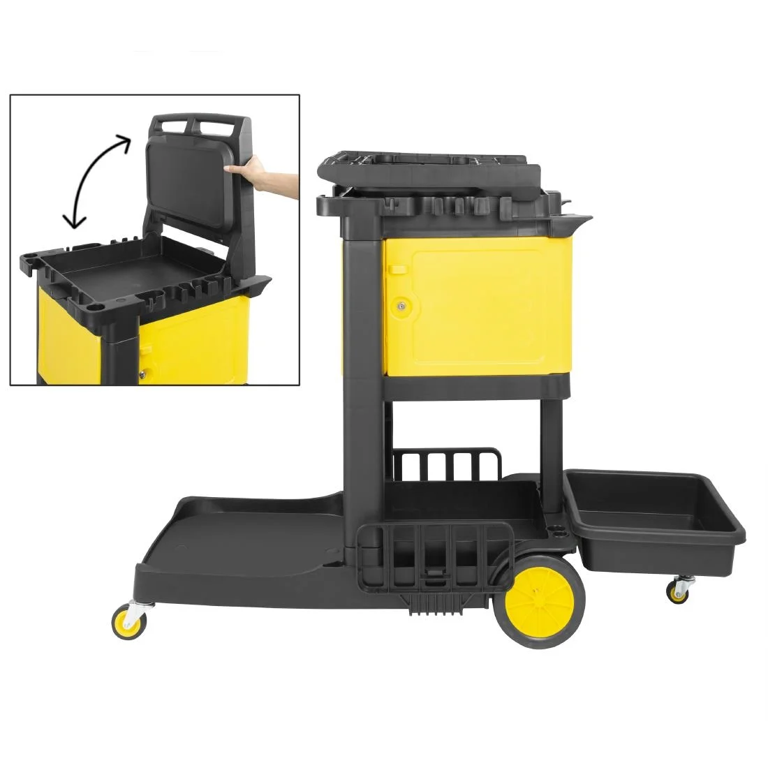 Jantex Cleaning Trolley Black with Lockable Cabinet - Image 7