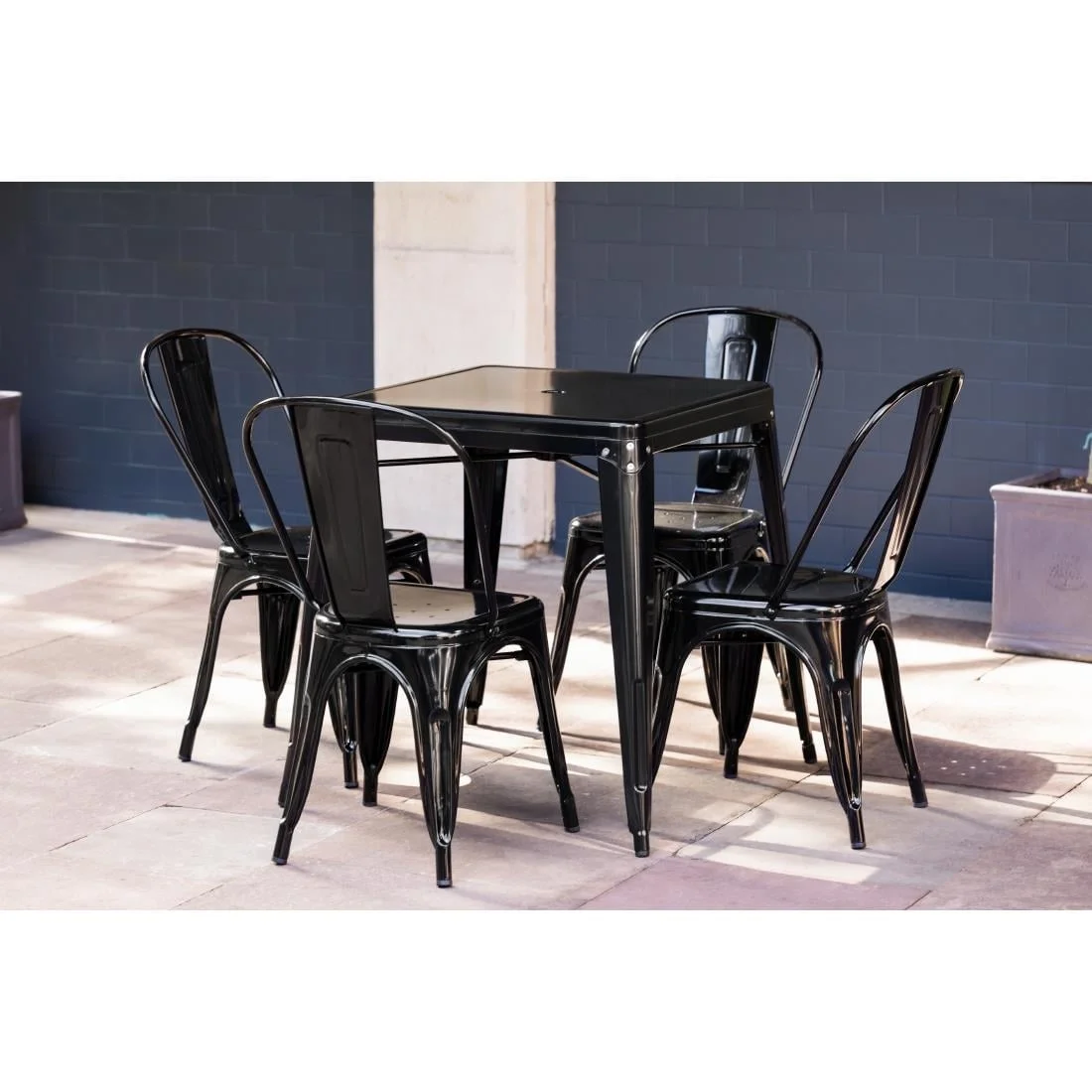 Bolero Bistro Steel Side Chairs Black (Pack of 4) - Image 3