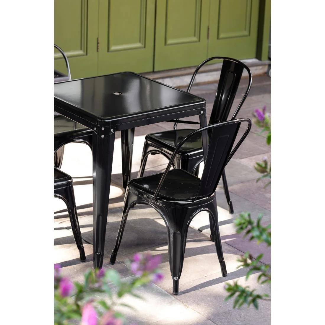 Bolero Bistro Steel Side Chairs Black (Pack of 4) - Image 4