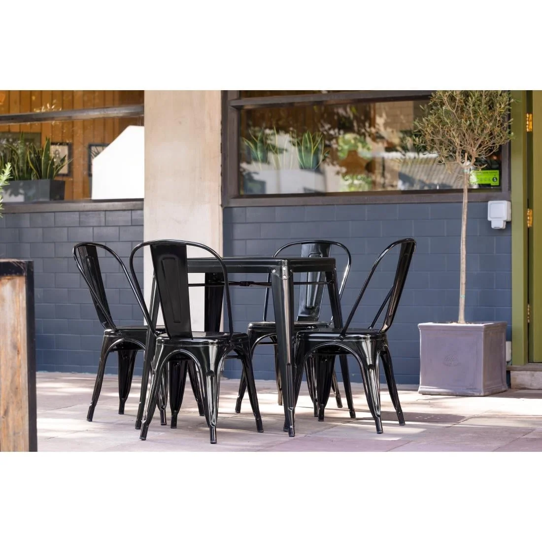 Bolero Bistro Steel Side Chairs Black (Pack of 4) - Image 2