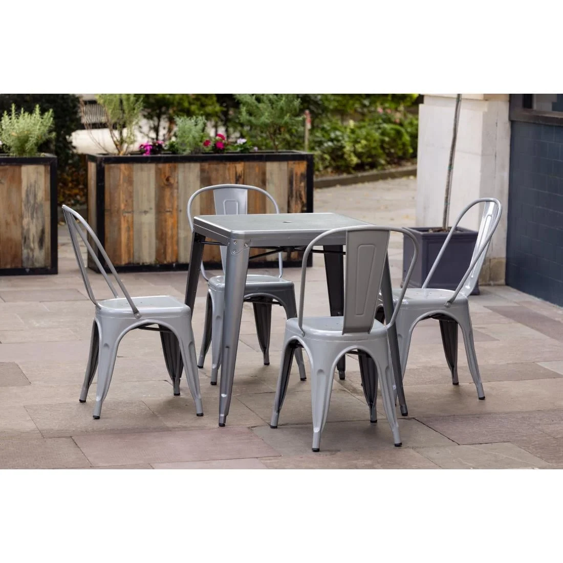 Bolero Bistro Square Steel Table Gun Metal 668mm - Image 11