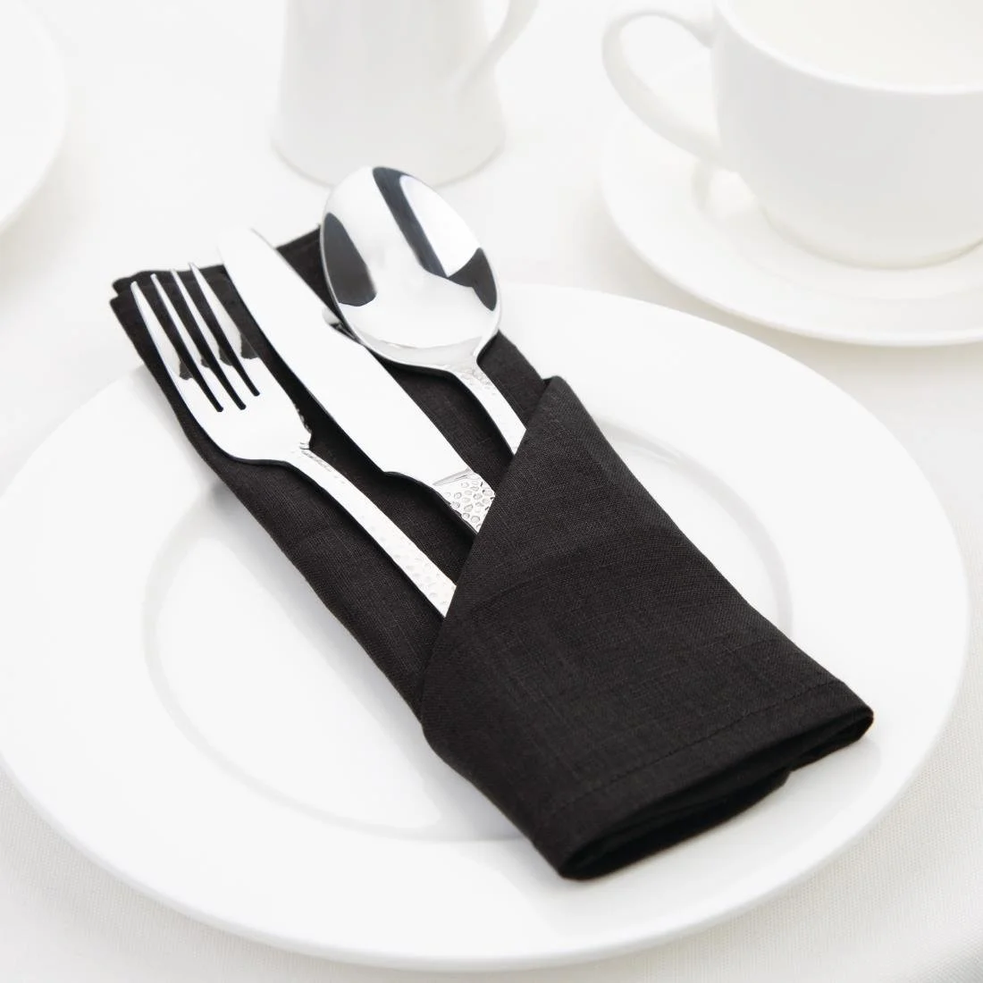 Olympia Linen Table Napkin Black 400x400mm (12 Pack) - Image 4