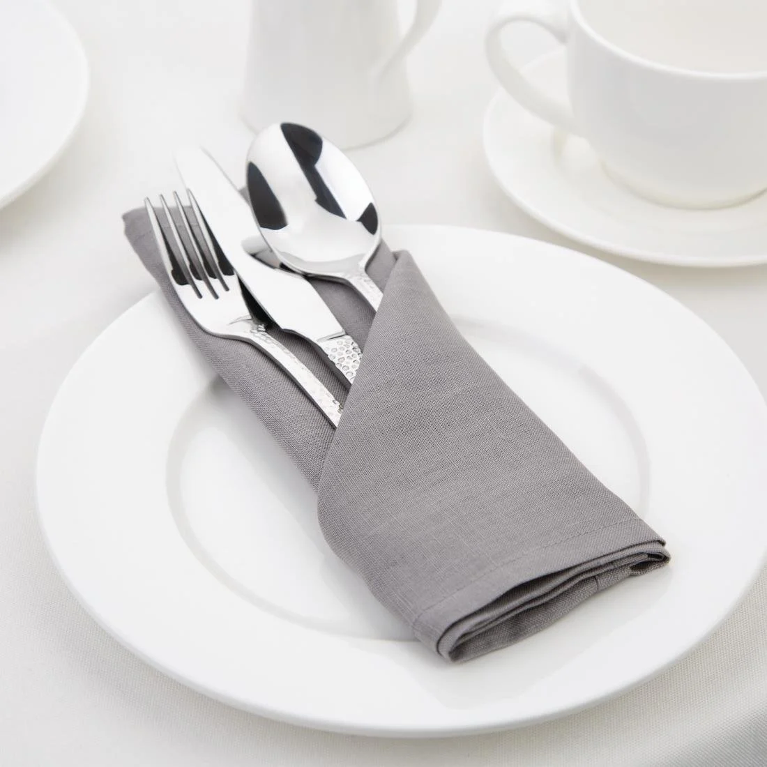 Olympia Linen Table Napkin Grey 400x400mm (12 Pack) - Image 4