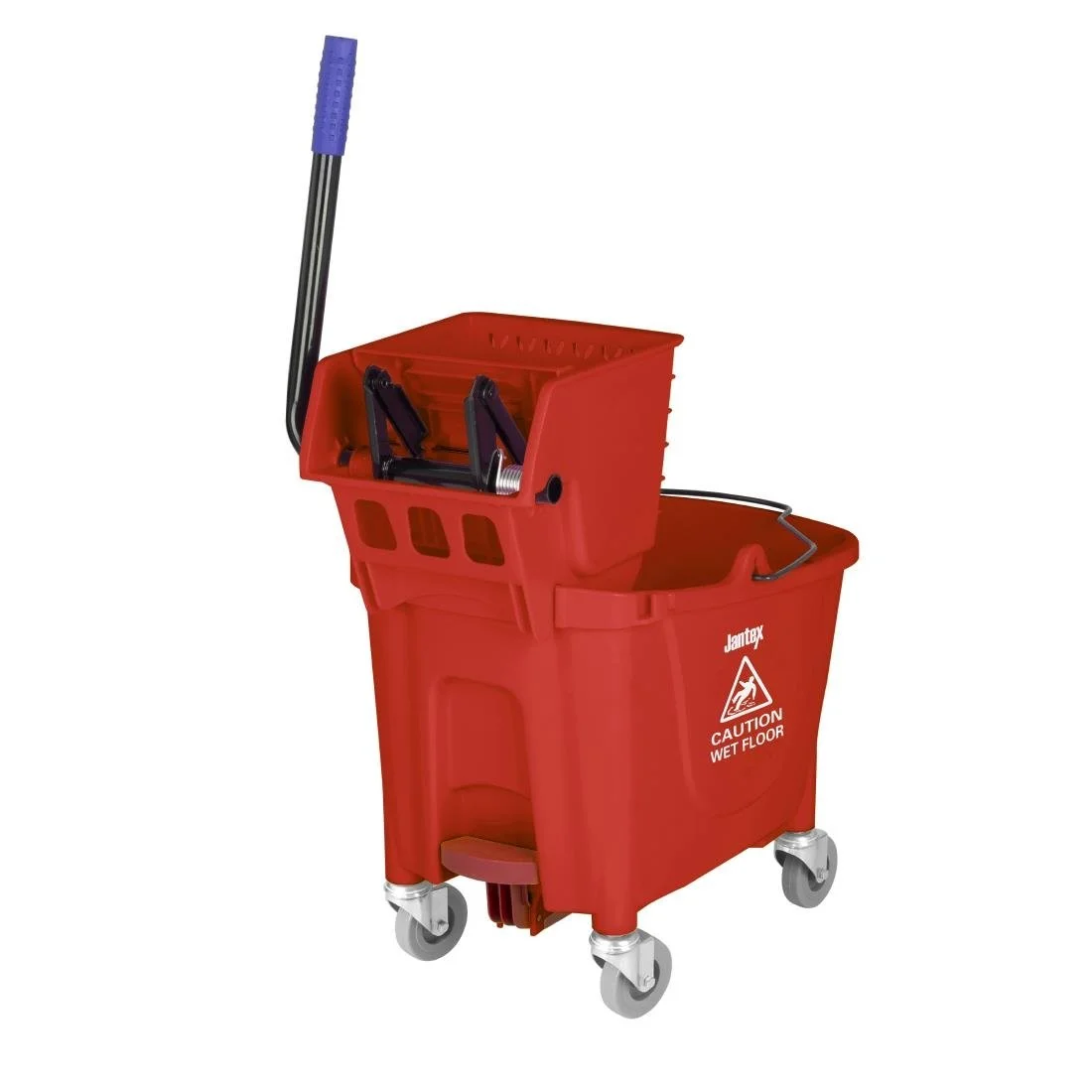 Jantex 25Ltr Mop Bucket with Foot Pedal Release Red - Image 2
