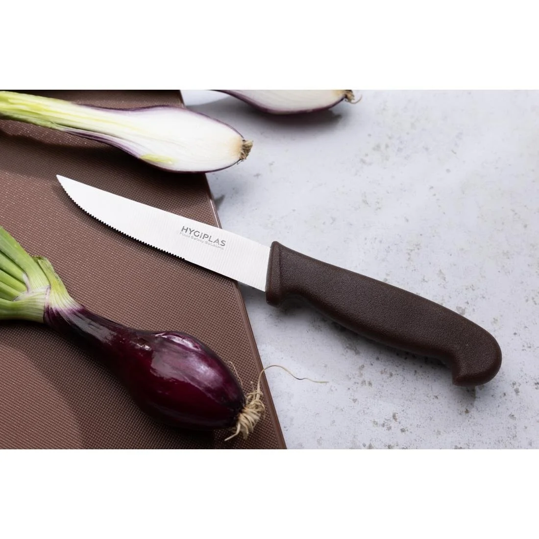 Hygiplas Vegetable Knife Serrated Brown 10.5cm - Image 2