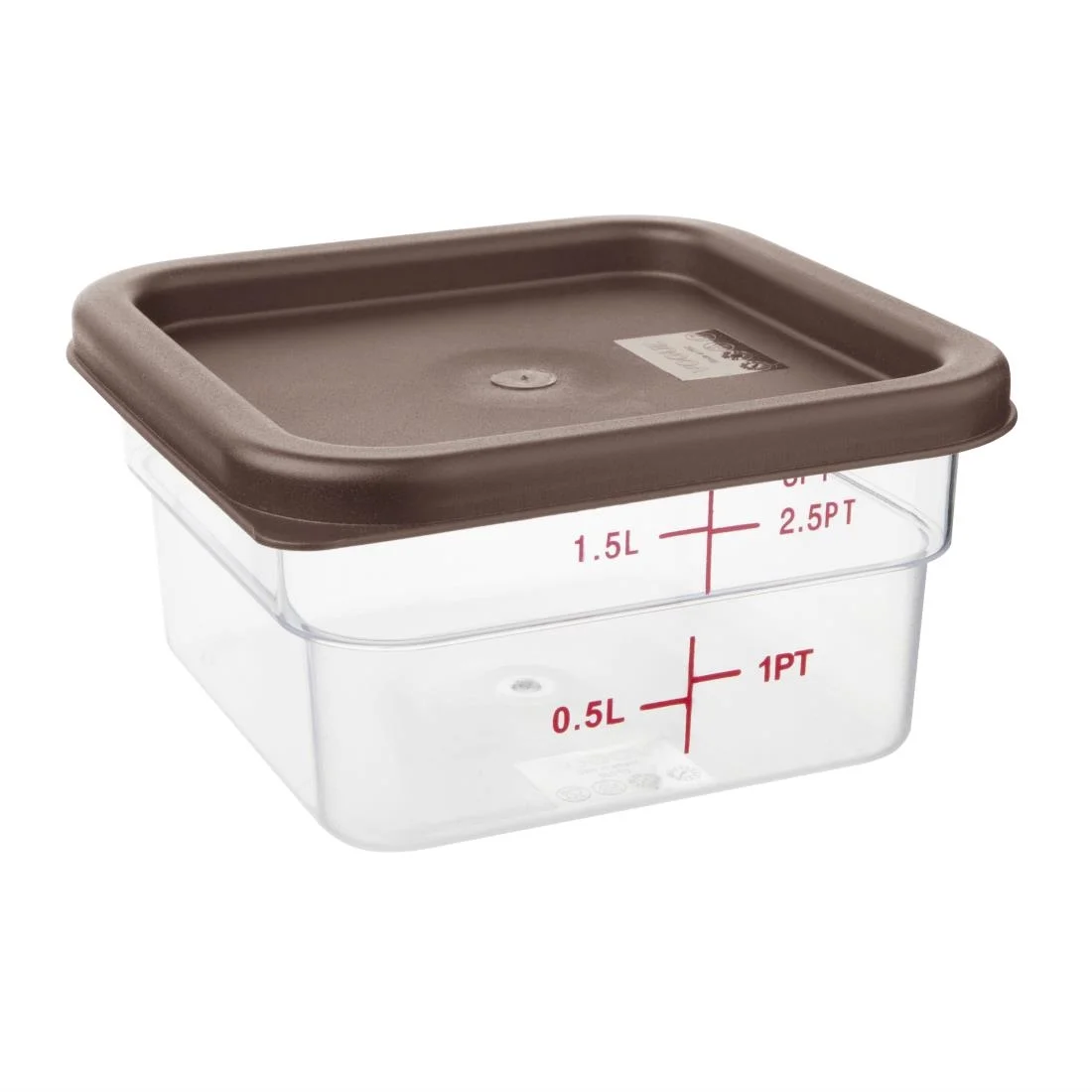 Hygiplas Polycarbonate Square Food Storage Container Lid Brown - Image 2
