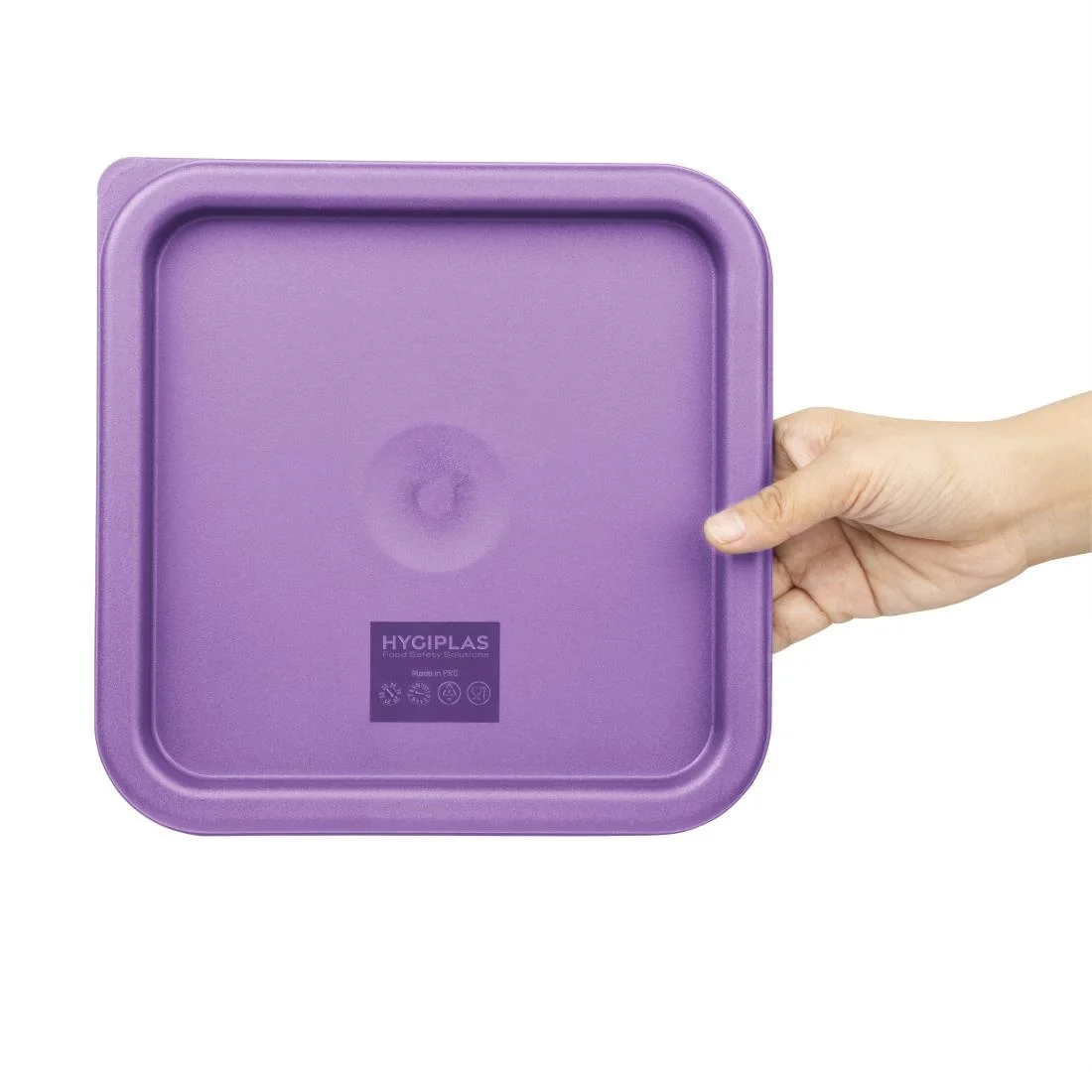 Hygiplas Polycarbonate Square Food Storage Container Lid Purple - Image 5