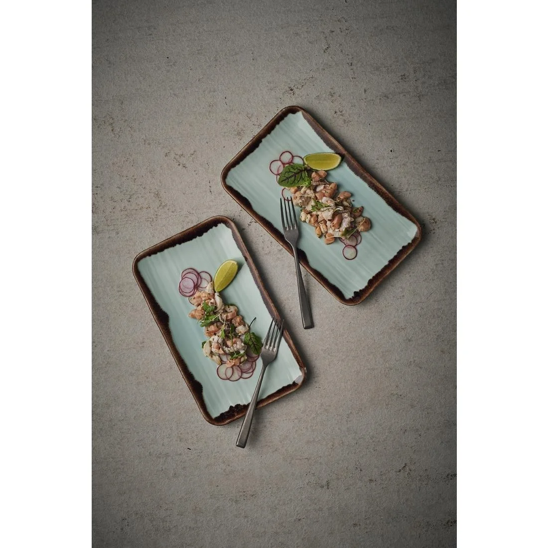 Dudson Harvest Organic Rectangular Plates Turquoise 270x160mm (12 Pack) - Image 2