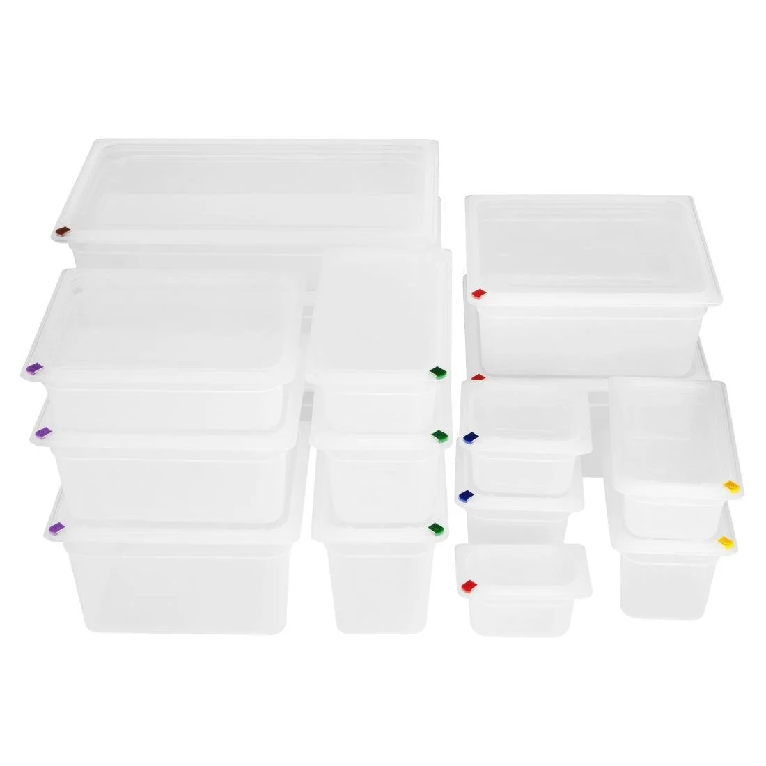 Hygiplas Click PP GN Container 1/4 with Lid & 7 Colour Clips 150mm 3.7Ltr (4 Pack) - Image 5