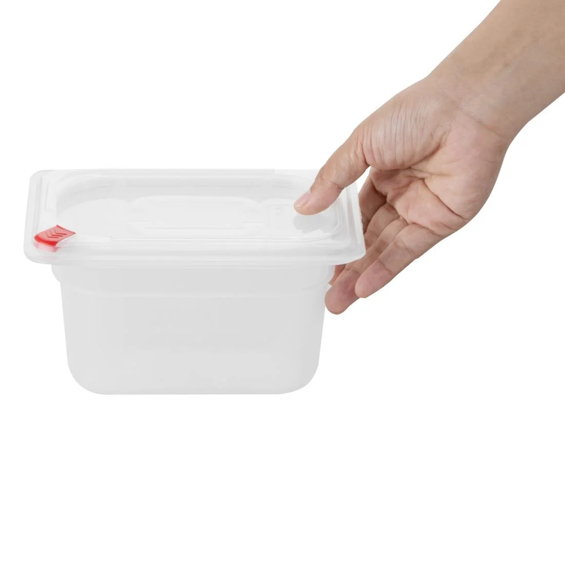 Hygiplas Click PP GN Container 1/9 with Lid & 7 Colour Clips 100mm 0.85Ltr (4 Pack) - Image 2