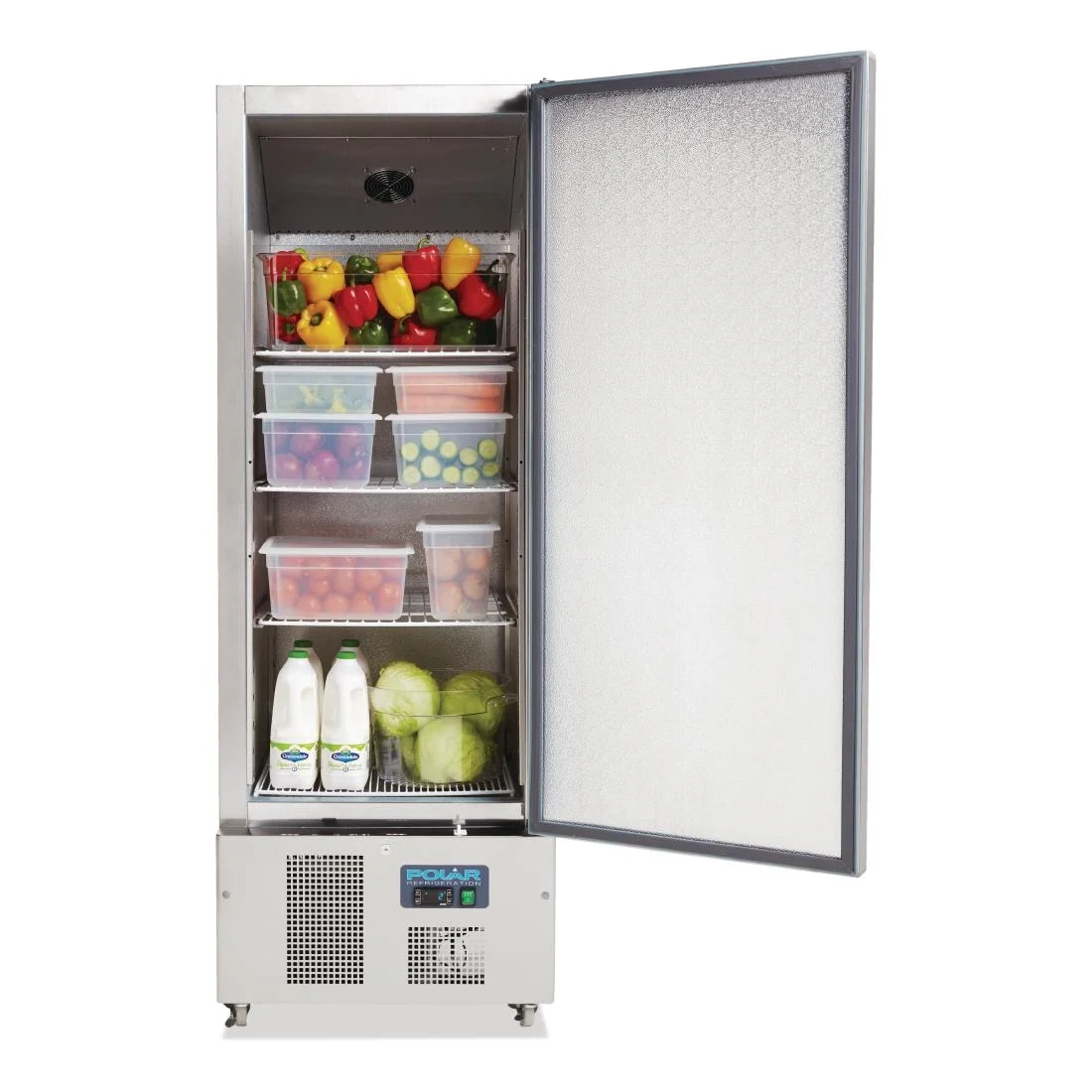 Polar Single Door Slimline Fridge Stainless Steel 440Ltr - Image 3