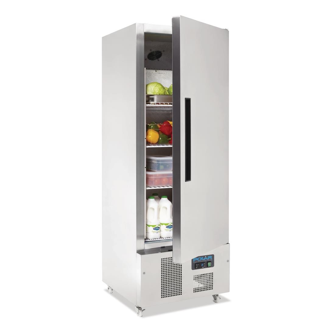 Polar Single Door Slimline Fridge Stainless Steel 440Ltr