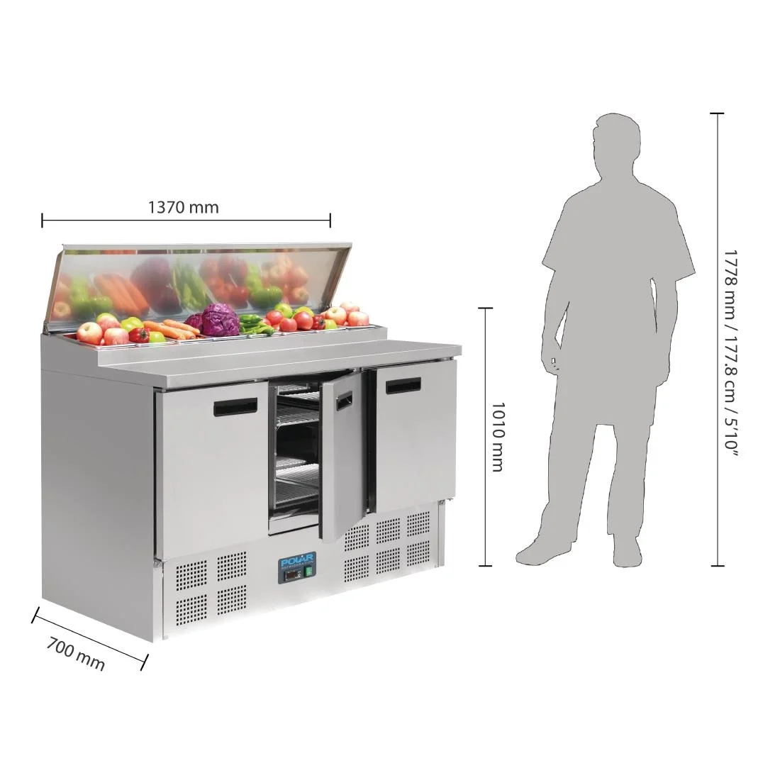 Polar Refrigerated Pizza and Salad Prep Counter 390Ltr - Image 8