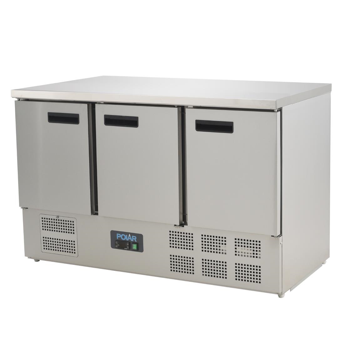 Polar 3 Door Counter Fridge 368Ltr