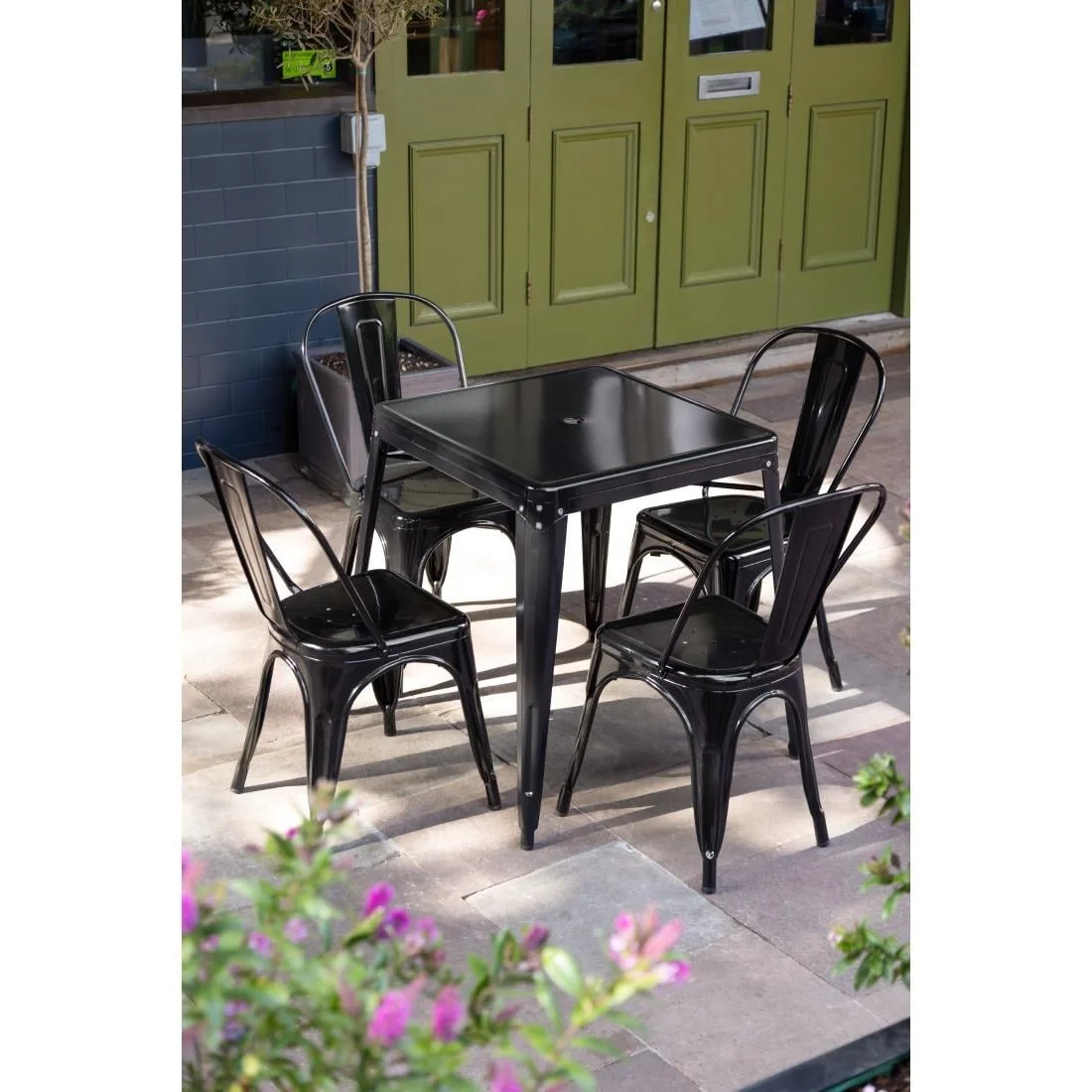 Bolero Bistro Steel Side Chairs Black (Pack of 4) - Image 5