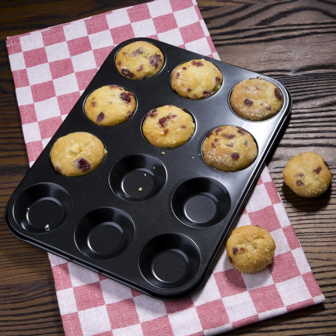 Vogue Carbon Steel Non-Stick Mini Muffin Tray 12 Cup - Image 3