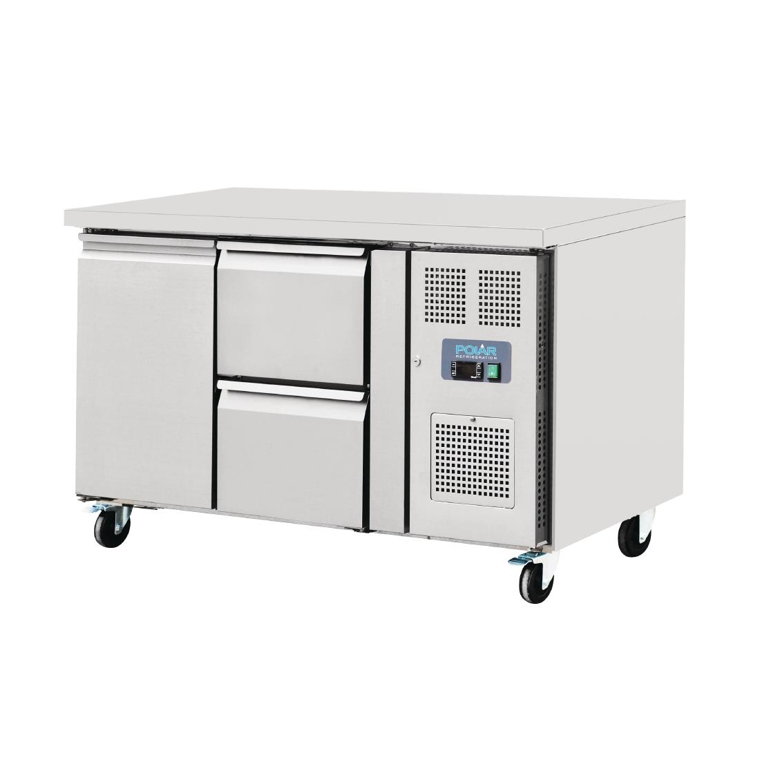 Polar 1 Door and 2 Drawer Counter Fridge 228Ltr