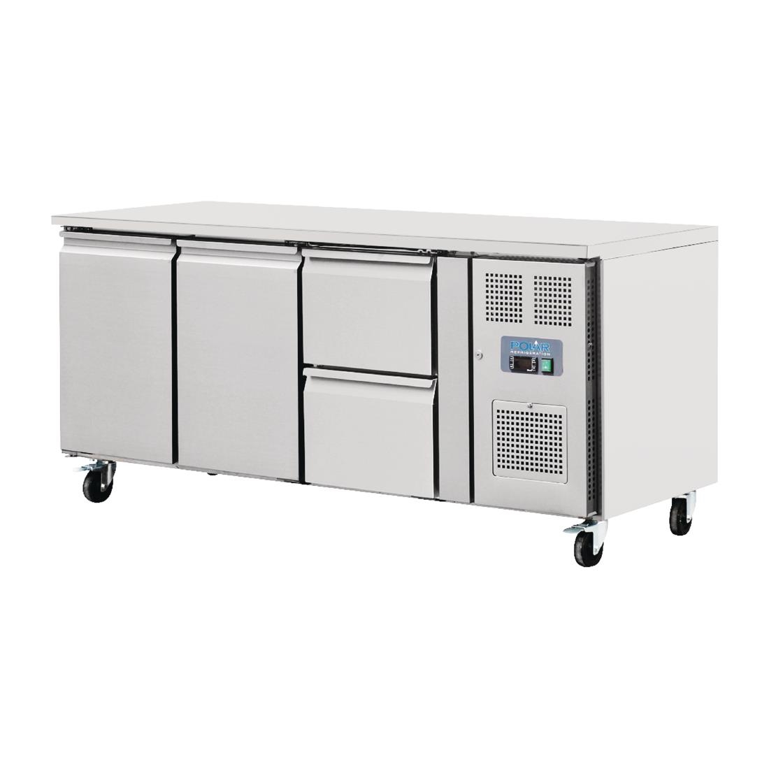 Polar 2 Door and 2 Drawer Counter Fridge 417Ltr