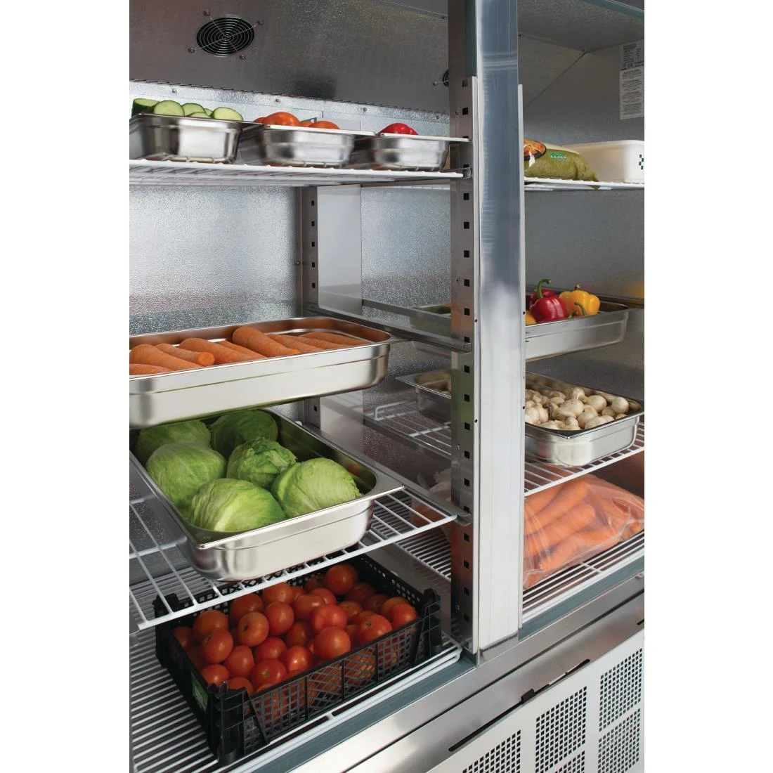 Polar Double Door Slimline Fridge Stainless Steel 960Ltr - Image 3