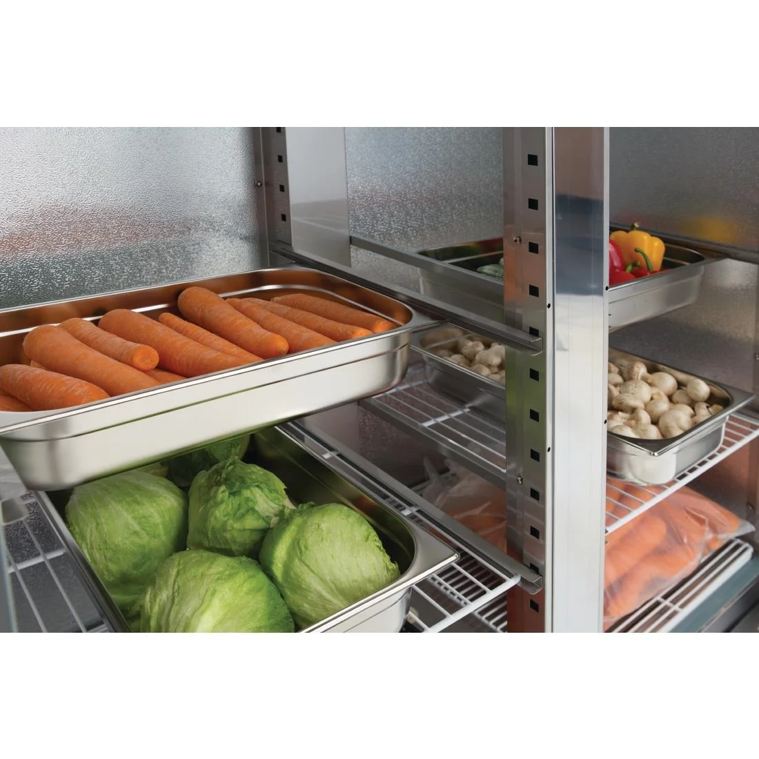 Polar Double Door Slimline Fridge Stainless Steel 960Ltr - Image 4