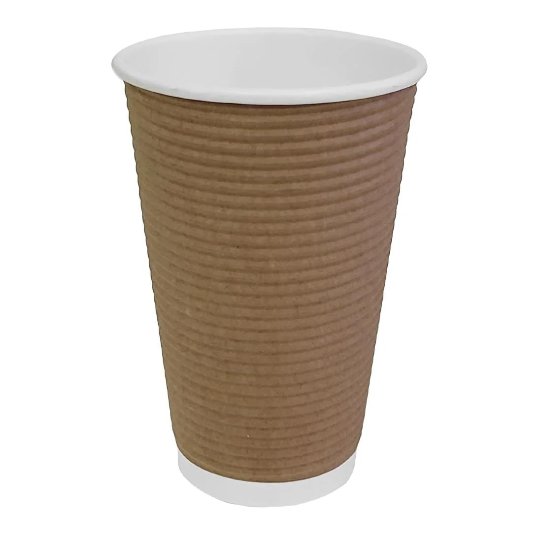 Fiesta Recyclable Coffee Cups Ripple Wall Kraft 455ml / 16oz (Pack of 25) - Image 1