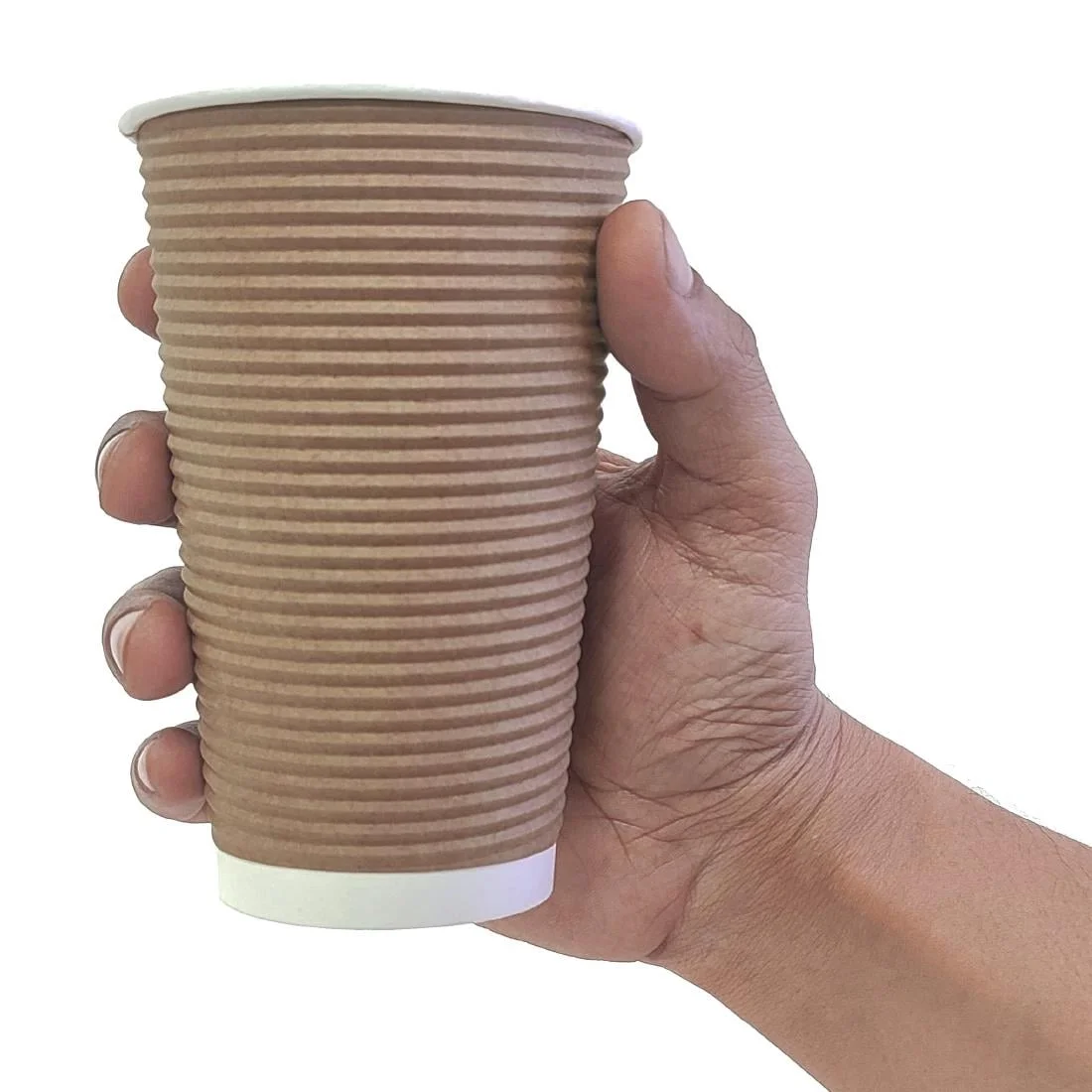 Fiesta Recyclable Coffee Cups Ripple Wall Kraft 455ml / 16oz (Pack of 25) - Image 5