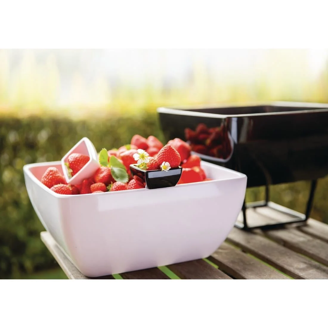 APS Pure Melamine Black Square Mini Bowl - Image 2