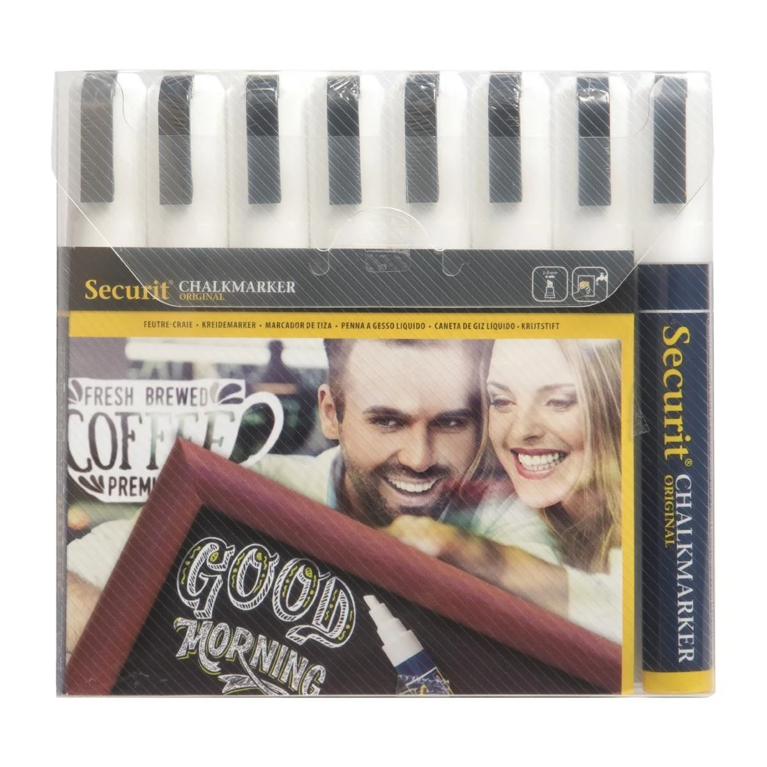 Set of 8 Securit 6mm Liquid Chalk Pens White