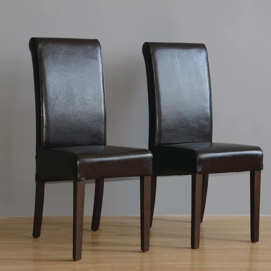 Bolero Curved Back Leather Chairs Dark Brown (Pack of 2) - Image 5