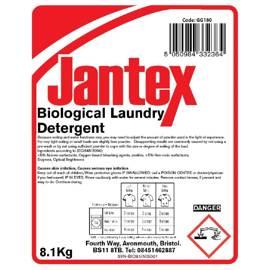 Jantex Biological Laundry Detergent 8.1kg - Image 2