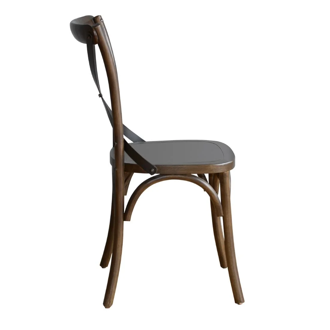 Bolero Wooden Dining Chair with Metal Cross Backrest Walnut Finish (Pack of 2) - Image 6