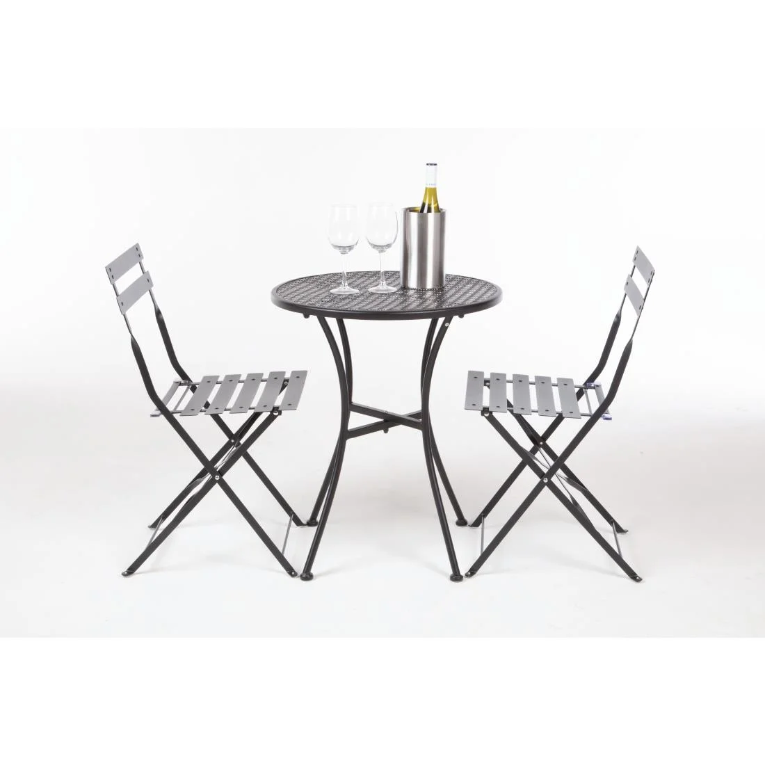 Bolero Black Steel Patterned Round Bistro Table Black 600mm - Image 4
