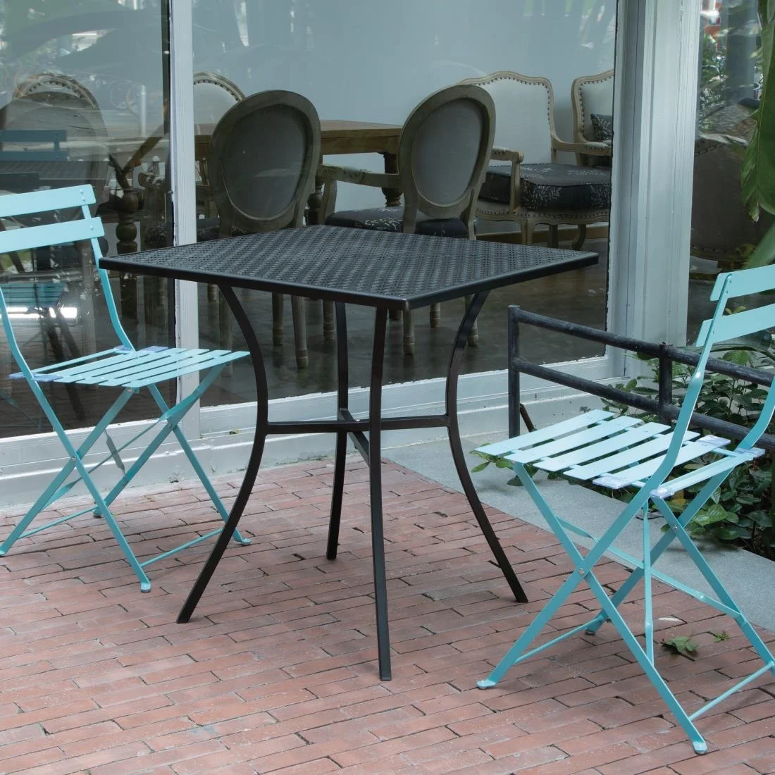Bolero Black Steel Patterned Square Bistro Table 700mm - Image 7