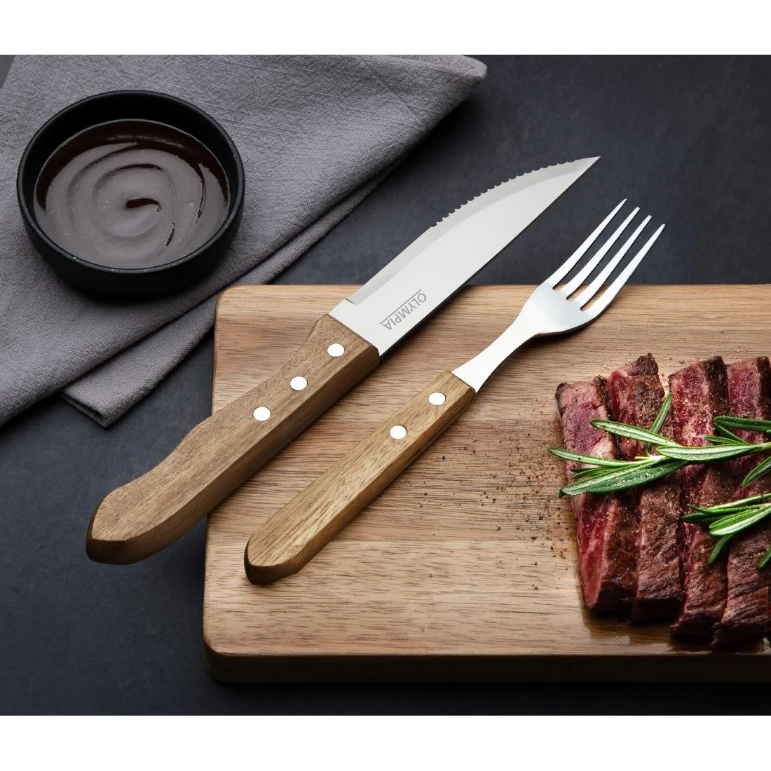 Jumbo Steak Knives Rosewood Handle 250mm - Image 5
