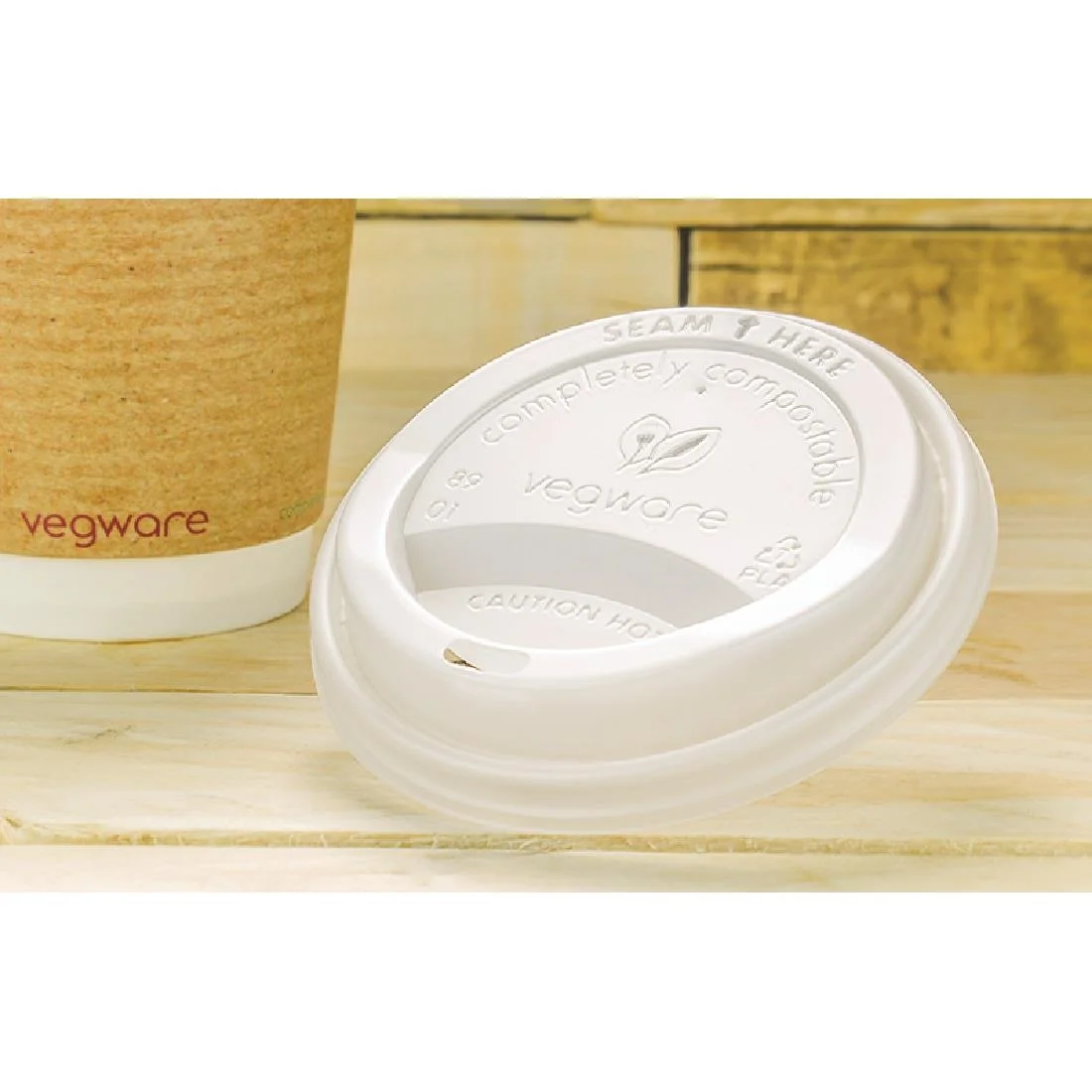 Vegware Compostable Coffee Cup Lids 340ml / 12oz and 455ml / 16oz (Pack of 1000) - Image 4