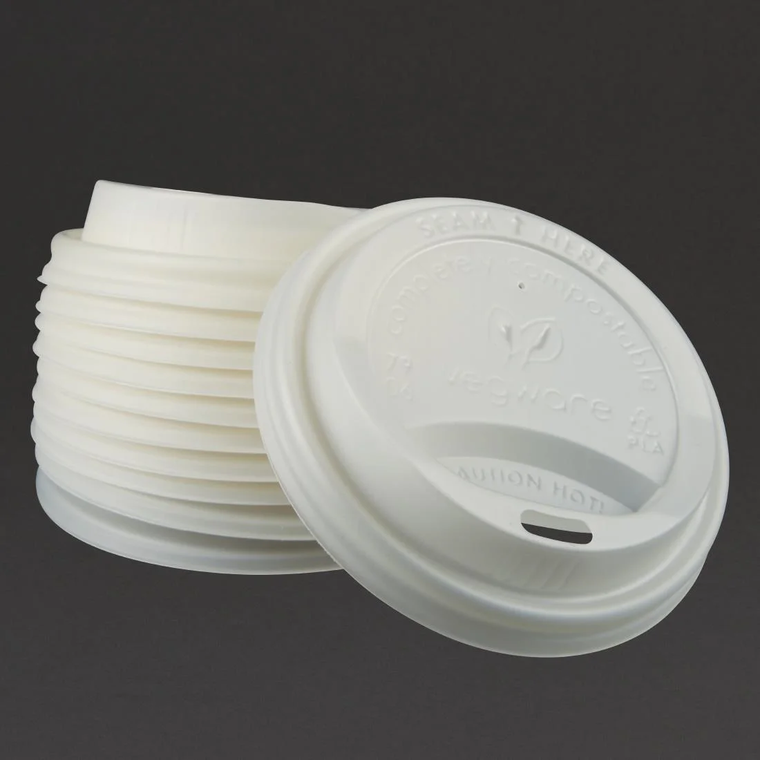 Vegware Compostable Coffee Cup Lids 225ml / 8oz (Pack of 1000) - Image 2
