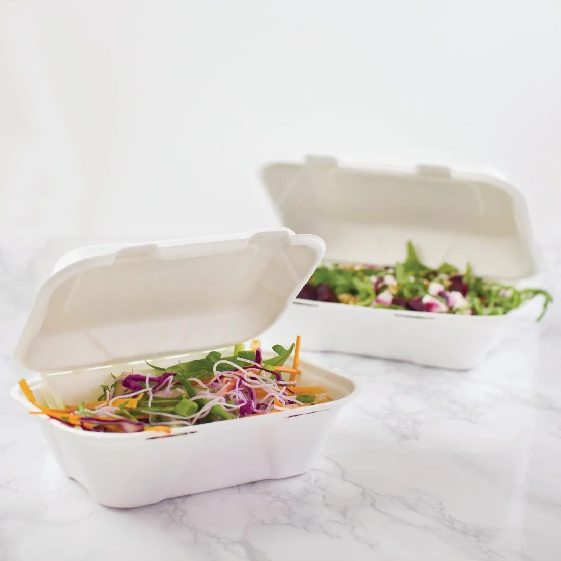 Vegware Compostable Bagasse Clamshell Hinged Meal Boxes 228mm - Image 2