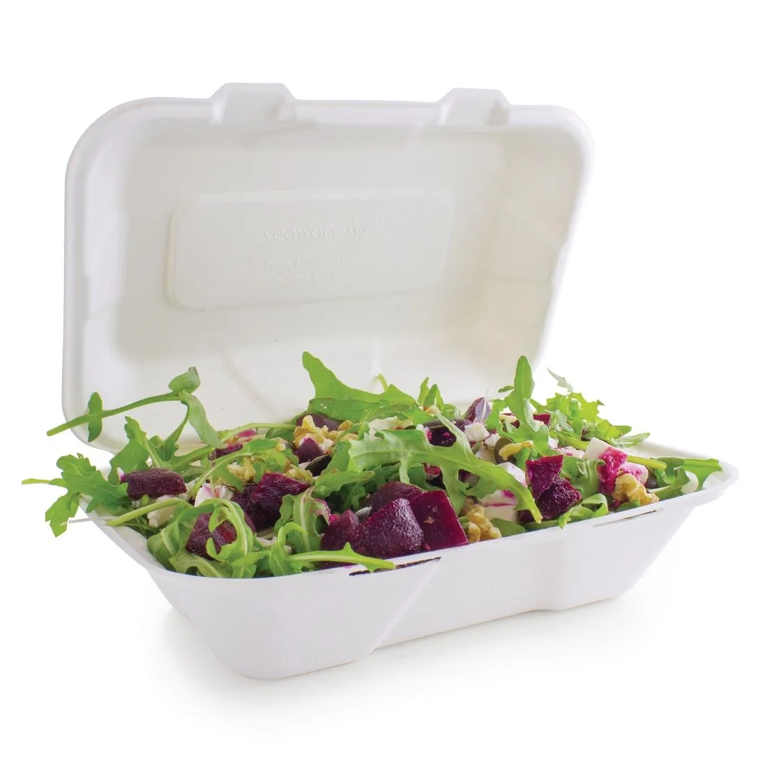Vegware Compostable Bagasse Clamshell Hinged Meal Boxes 228mm - Image 3