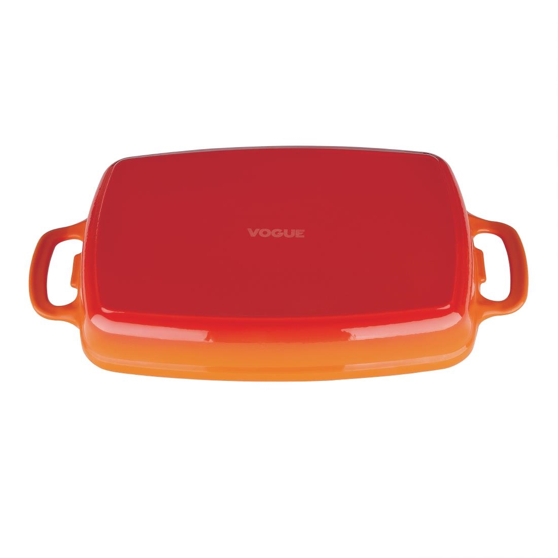 Vogue Orange Rectangular Cast Iron Dish 1.8Ltr