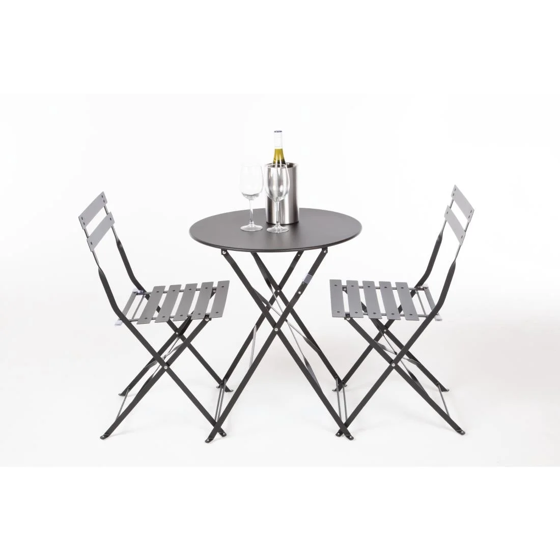 Bolero Perth Black Pavement Style Steel Folding Chairs (Pack of 2) - Image 6