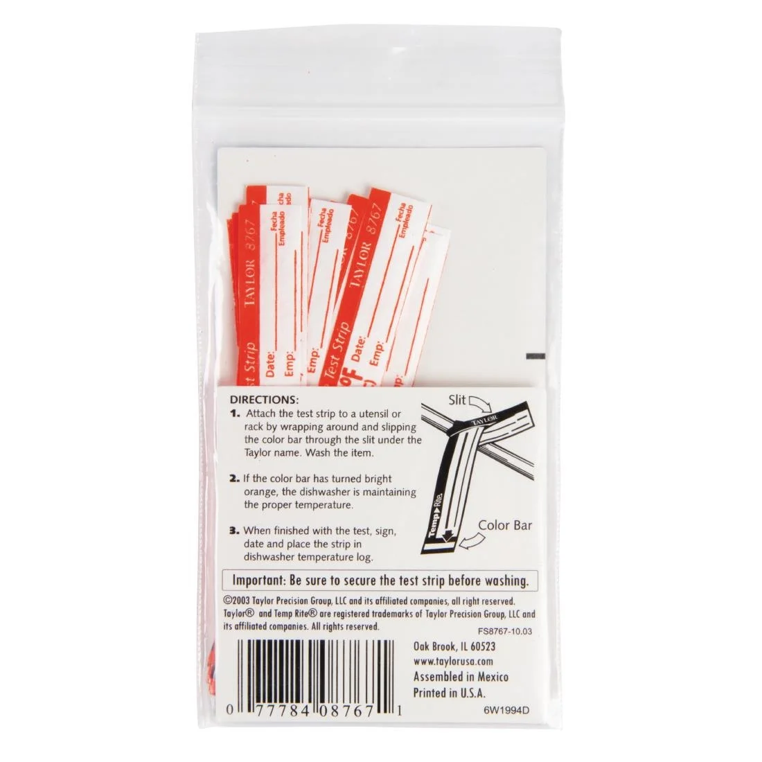 Dishwasher Temperature Test Strip - Image 2