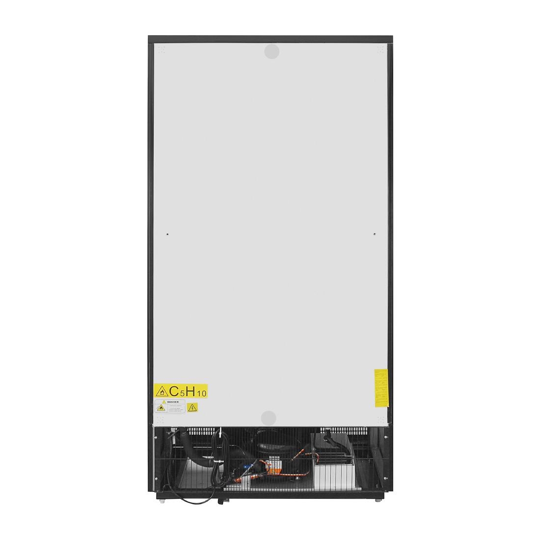 Polar Upright Back Bar Cooler with Sliding Doors in Black 490Ltr