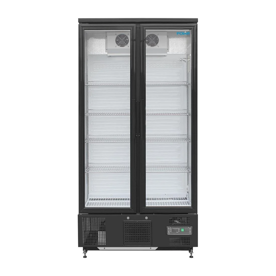 Polar Upright Back Bar Cooler with Hinged Doors in Black 490Ltr - Image 5