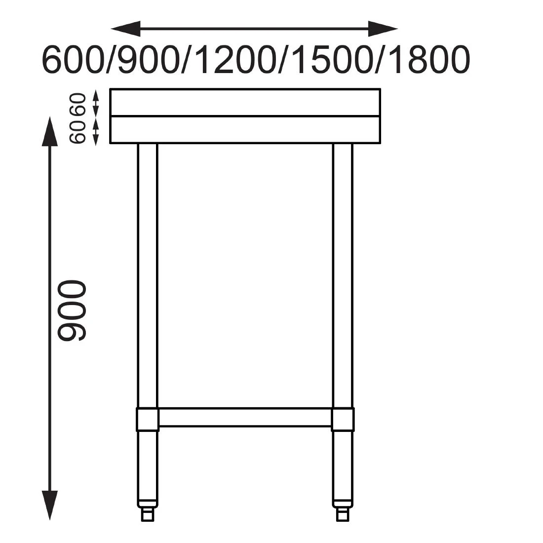 Vogue Stainless Steel Table with Upstand 900mm